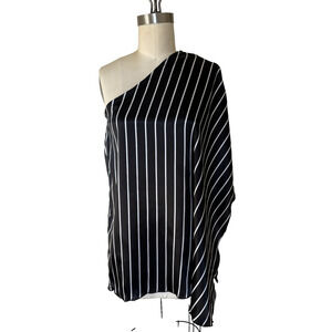 Vintage Y2K Phoebe Small One Shoulder Striped Poncho Top Minimalist Preppy